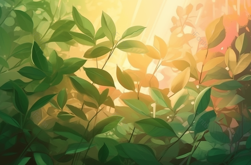 唯美绿色植物风景枝繁叶茂插画背景,插画/手绘图,插画/手绘图库,插画/手绘图下载,插画/手绘